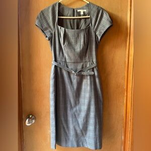 Banana Republic gray plaid sophisticated business dress.